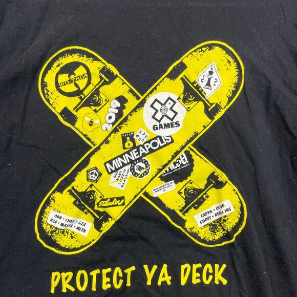 Next Level X-Games Men M Black T-Shirt Wu-Tang Logo Protect Ya Deck Short Sleeve - Picture 10 of 15